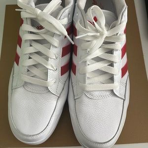 Adidas mens red and white shoes